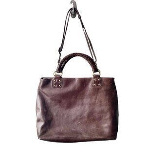 Derek Alexander Pebble Leather Brown Large Top Zip Tote Hobo Shoulder Bag